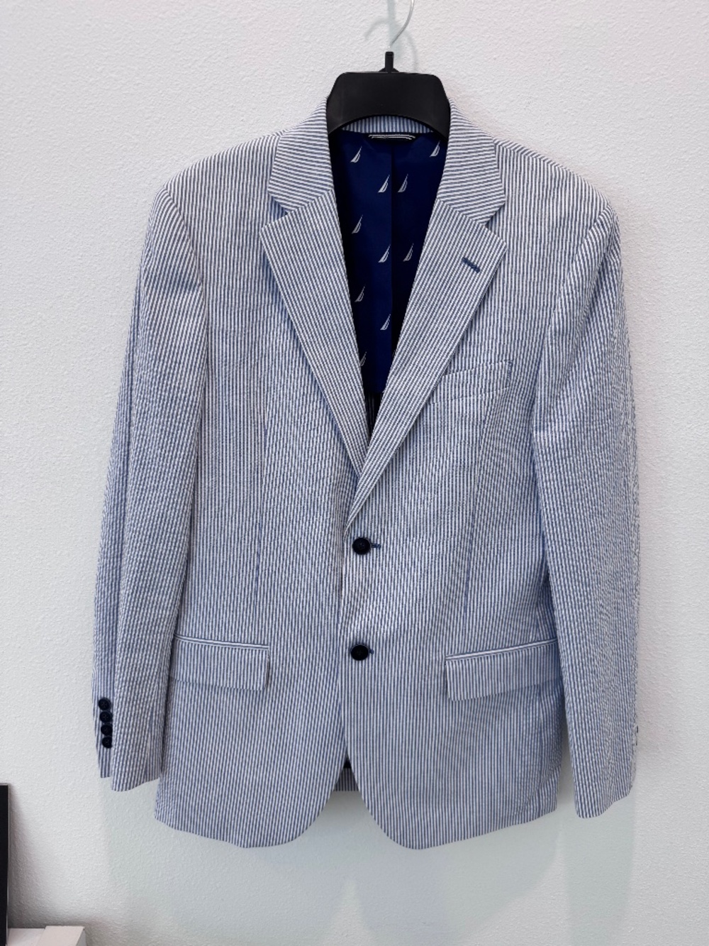 NAUTICA Men's Modern-Fit Seersucker Sport Coats - Blue/white, 36R